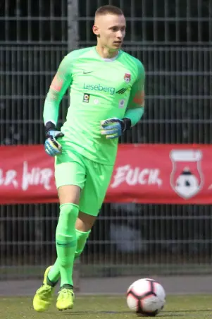Der Osdorfer Torwart Tjark Grundmann<br>empfängt im Achtelfinale seinen Ex-Klub Altona<br>93, für den er in der Saison 2017/2018 spielte.